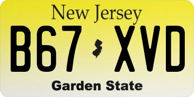 NJ license plate B67XVD