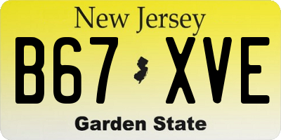 NJ license plate B67XVE