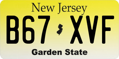 NJ license plate B67XVF