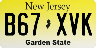 NJ license plate B67XVK