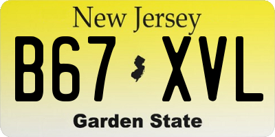 NJ license plate B67XVL