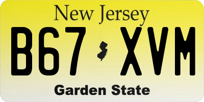 NJ license plate B67XVM