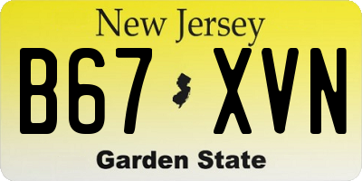 NJ license plate B67XVN