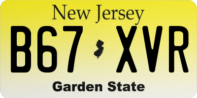 NJ license plate B67XVR