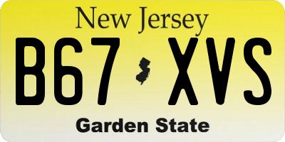 NJ license plate B67XVS