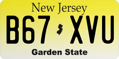NJ license plate B67XVU