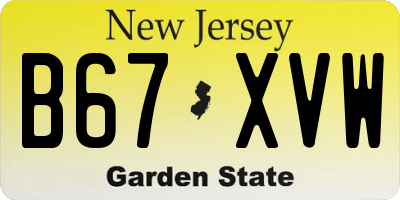 NJ license plate B67XVW
