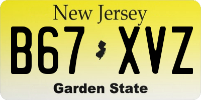 NJ license plate B67XVZ