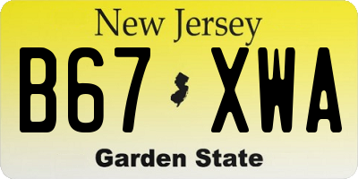 NJ license plate B67XWA