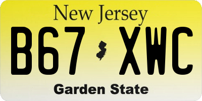 NJ license plate B67XWC