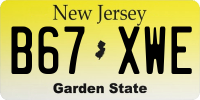 NJ license plate B67XWE