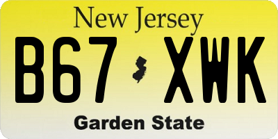 NJ license plate B67XWK