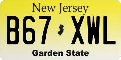 NJ license plate B67XWL