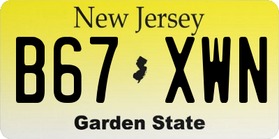 NJ license plate B67XWN