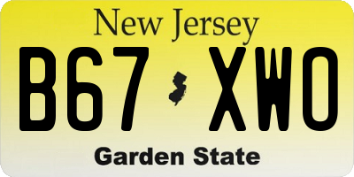 NJ license plate B67XWO