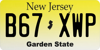 NJ license plate B67XWP