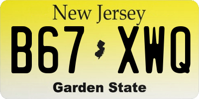 NJ license plate B67XWQ
