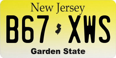 NJ license plate B67XWS