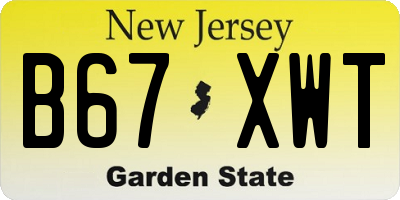 NJ license plate B67XWT