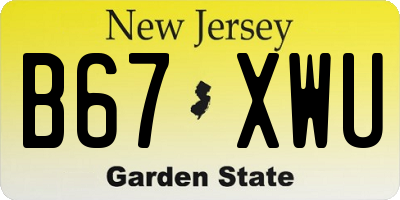 NJ license plate B67XWU