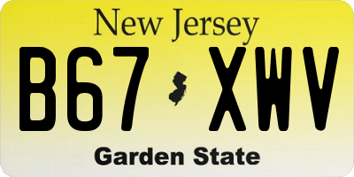 NJ license plate B67XWV