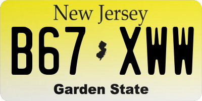 NJ license plate B67XWW