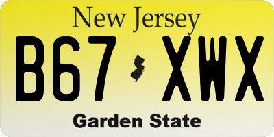 NJ license plate B67XWX