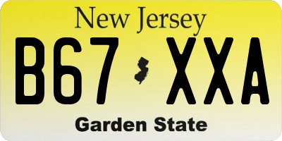 NJ license plate B67XXA