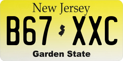 NJ license plate B67XXC