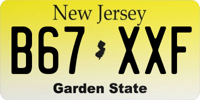 NJ license plate B67XXF