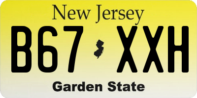 NJ license plate B67XXH