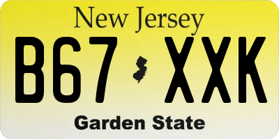 NJ license plate B67XXK