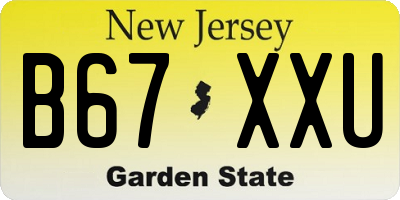 NJ license plate B67XXU