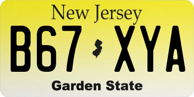 NJ license plate B67XYA