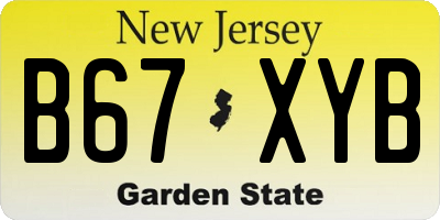NJ license plate B67XYB