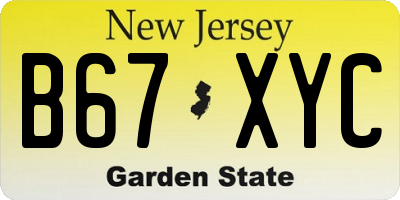NJ license plate B67XYC