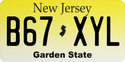 NJ license plate B67XYL