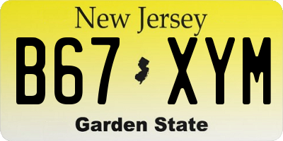 NJ license plate B67XYM