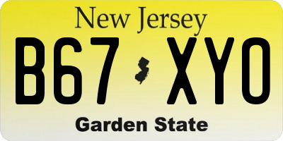 NJ license plate B67XYO