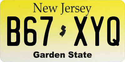 NJ license plate B67XYQ