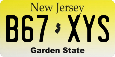 NJ license plate B67XYS