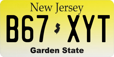 NJ license plate B67XYT