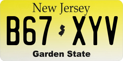 NJ license plate B67XYV