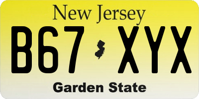 NJ license plate B67XYX