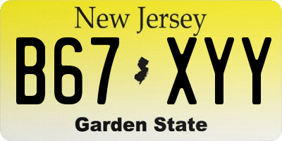 NJ license plate B67XYY