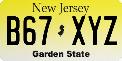 NJ license plate B67XYZ