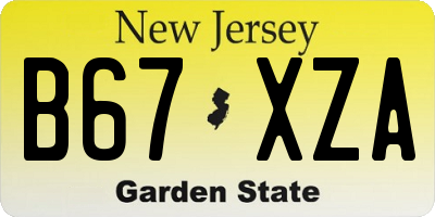 NJ license plate B67XZA