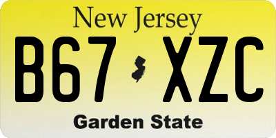NJ license plate B67XZC