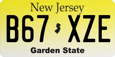 NJ license plate B67XZE