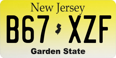 NJ license plate B67XZF